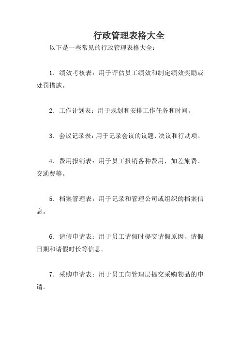 行政管理表格大全