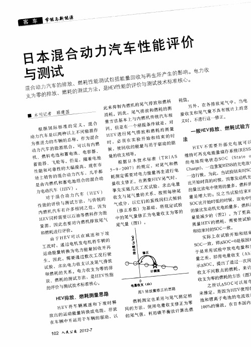 日本混合动力汽车性能评价与测试