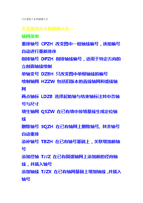 天正建筑7.5快捷键大全