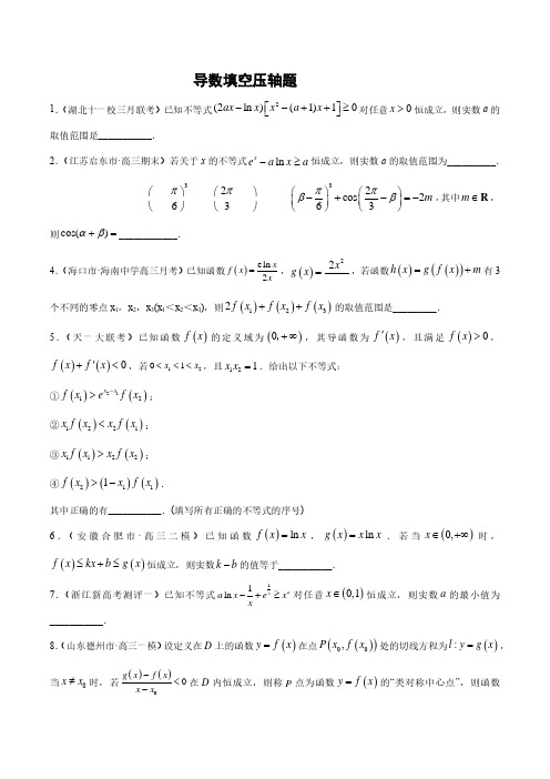 高中数学 讲练透高考 导数填空压轴题(学生版)