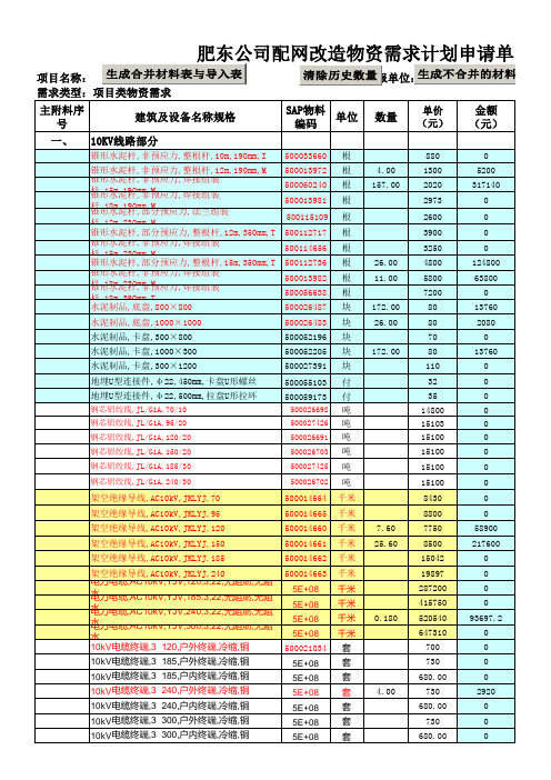 10kV材料表