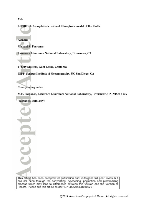 JGR14-LITHO1.0_ An updated crust and lithospheric model of the Earth