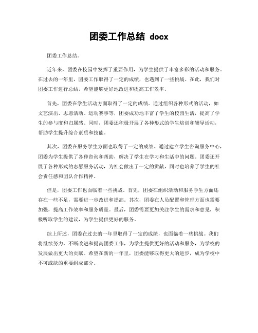 团委工作总结 docx