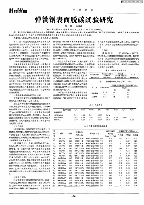 弹簧钢表面脱碳试验研究