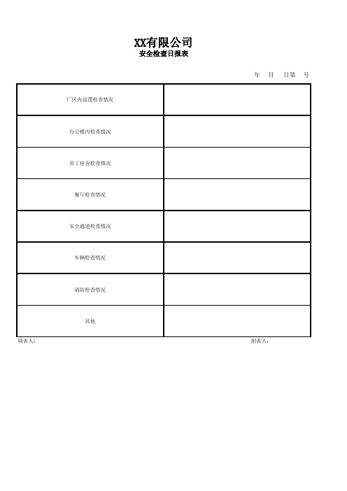 安全检查日报表