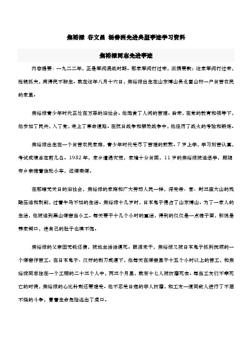 焦裕禄谷文昌杨善洲先进典型事迹学习资料全