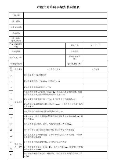 附着式升降脚手架安装自检表