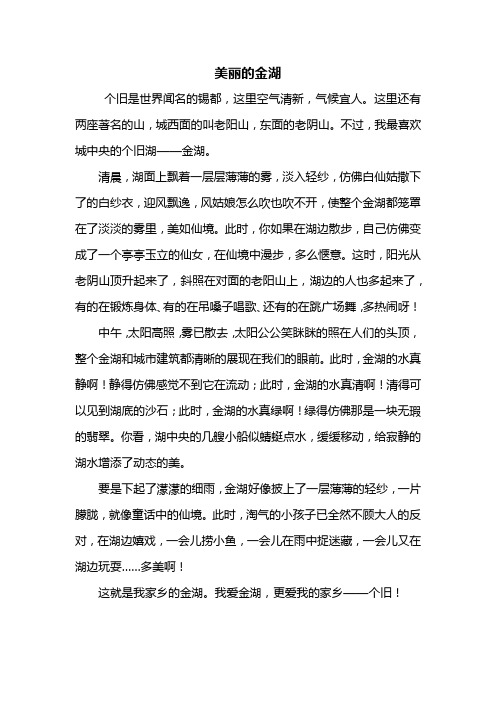 四年级作文：美丽的金湖作文500字