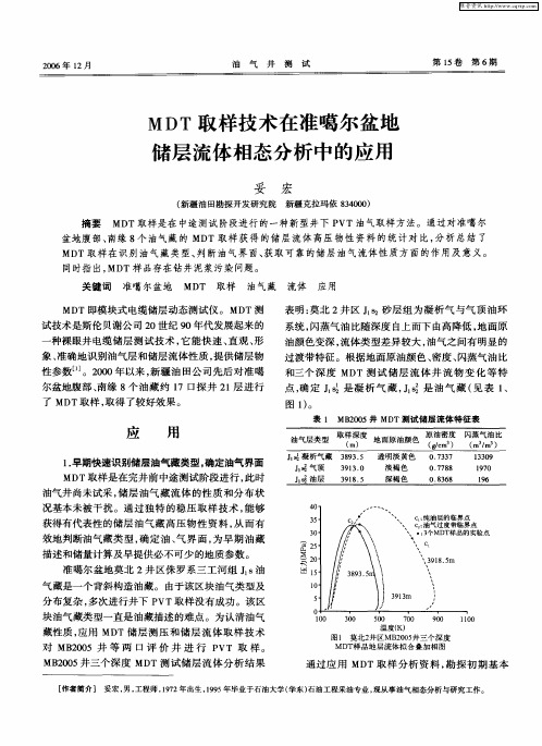 MDT取样技术在准噶尔盆地储层流体相态分析中的应用