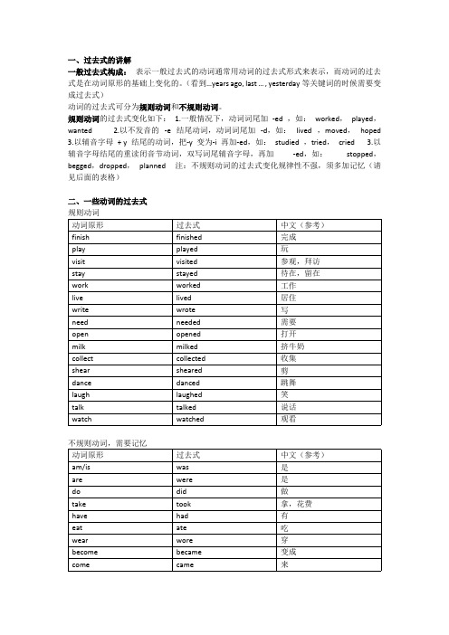 四年级 过去式讲解和练习(精品文档)_共2页