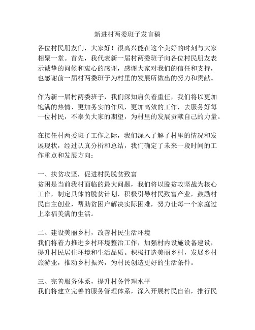 新进村两委班子发言稿