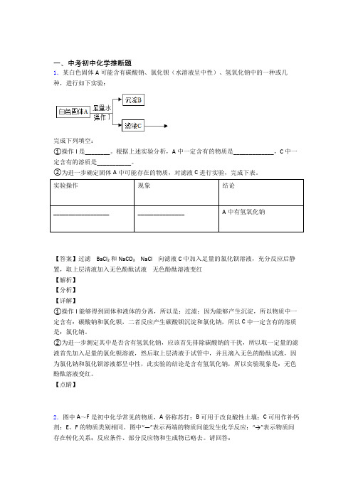 东莞备战中考化学专题题库∶推断题的综合题