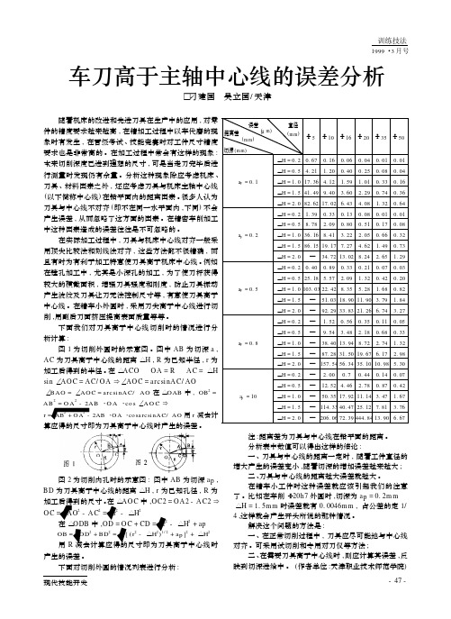 车刀高于主轴中心线的误差分析