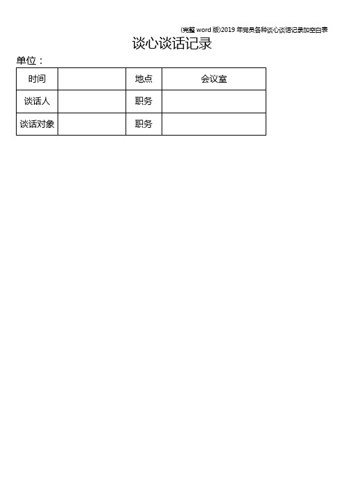 (完整word版)2019年员各种谈心谈话记录加空白表