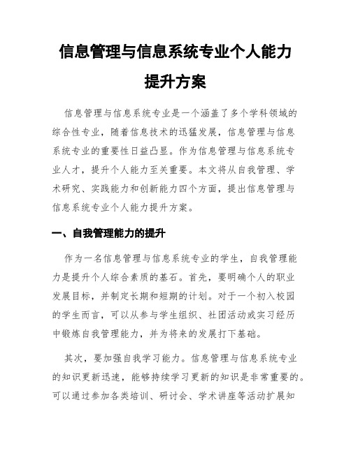 信息管理与信息系统专业个人能力提升方案