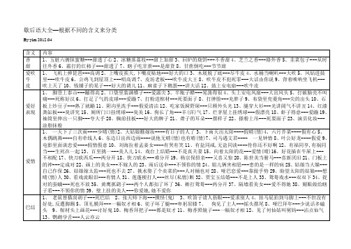 歇后语大全—根据不同的含义来分类