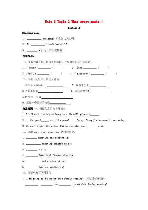 海南省国科园实验学校中学部八年级英语上册Unit3Topic2WhatsweetmusicSectionA试题(无答案)(新版)仁爱