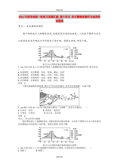 2021年高考地理一轮复习真题汇编 第六单元 岩石圈物质循环与地表形态塑造