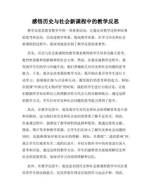 感悟历史与社会新课程中的教学反思