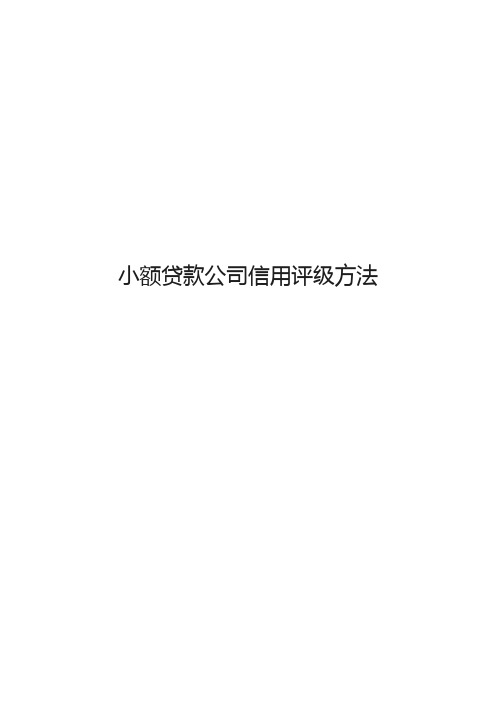 小额贷款公司信用评级方法