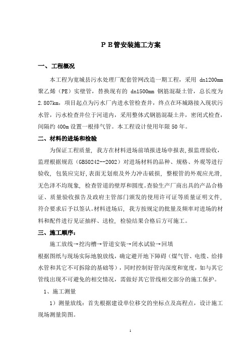 (完整版)PE管安装施工方案