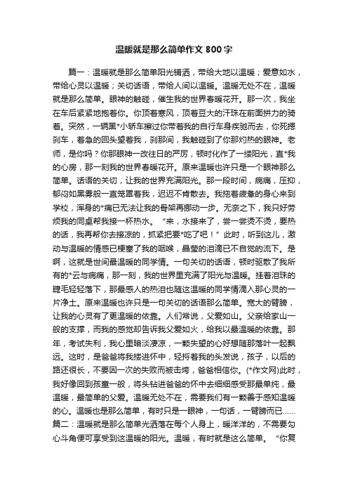 温暖就是那么简单作文800字