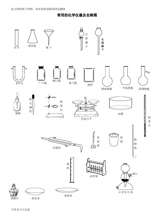 常用的化学仪器及名称图(整理)