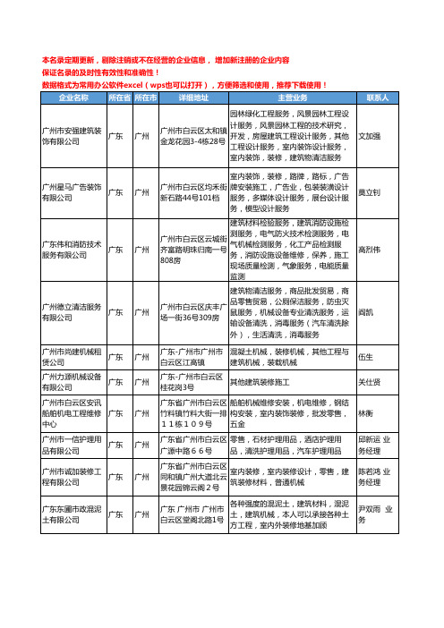 2020新版广东省广州装修机械工商企业公司名录名单黄页大全111家