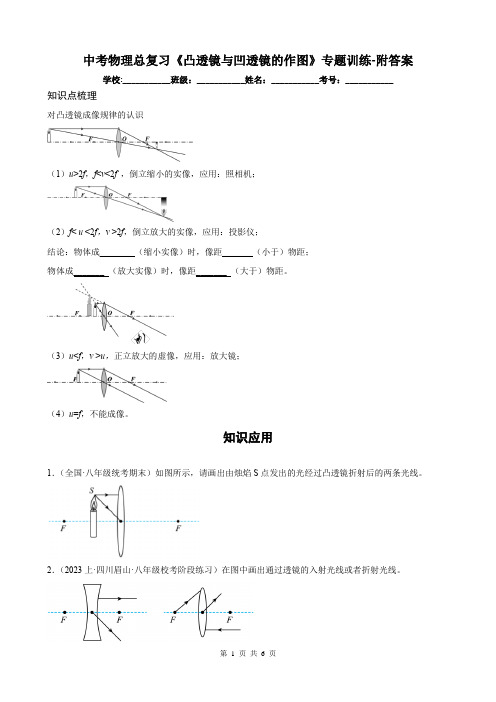 中考物理总复习《凸透镜与凹透镜的作图》专题训练-附答案