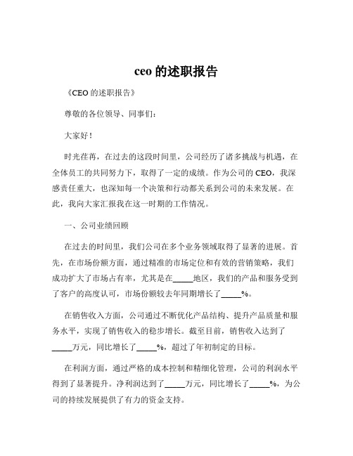 ceo的述职报告