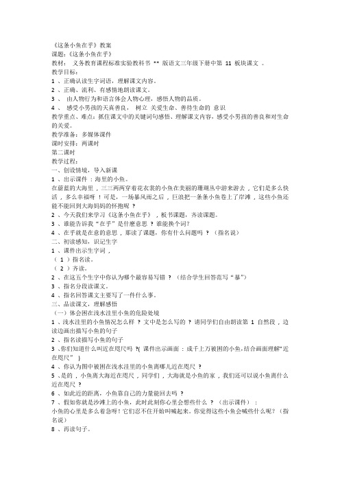 《这条小鱼在乎》教案  和反思