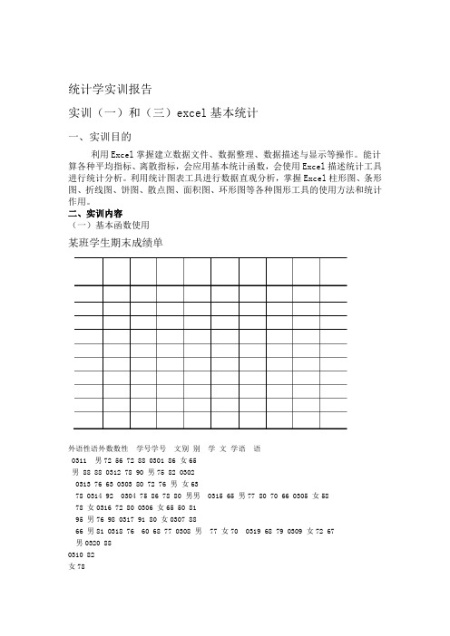 统计学实训报告