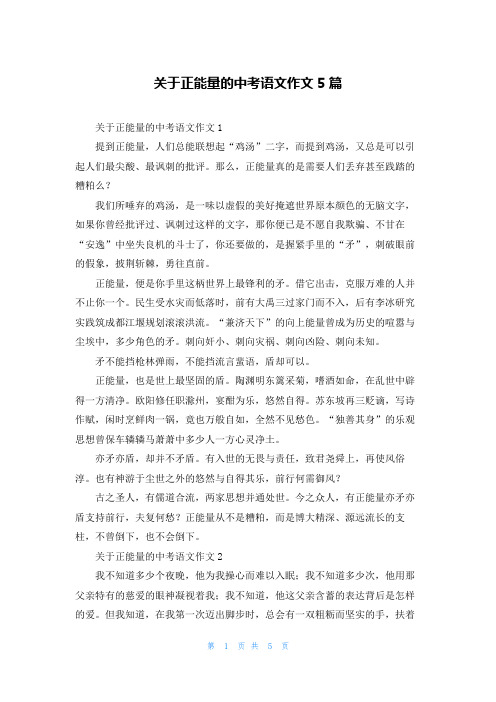 关于正能量的中考语文作文5篇