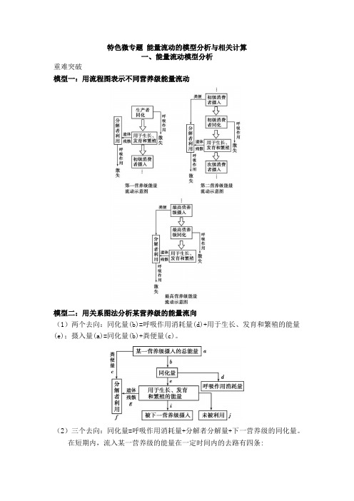 22人教版高中生物新教材选择性必修2--特色微专题 能量流动的模型分析与相关计算