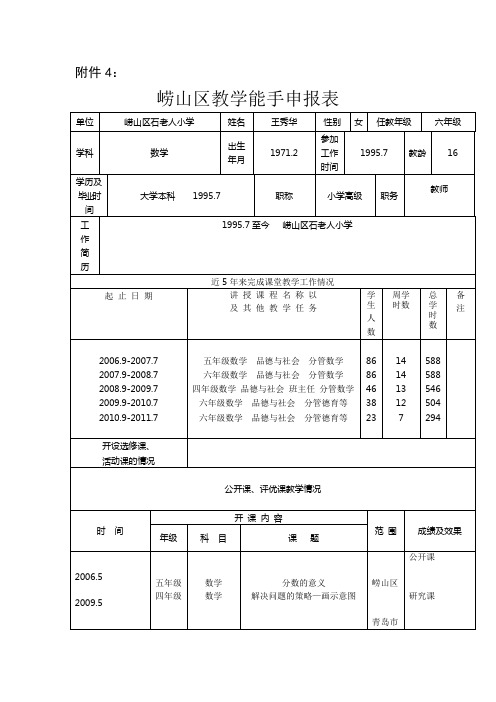 教学能手申请表