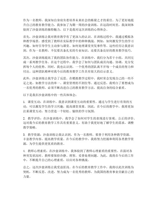 教师沙盘训练的心得体会