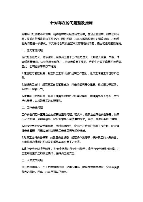 针对存在的问题整改措施