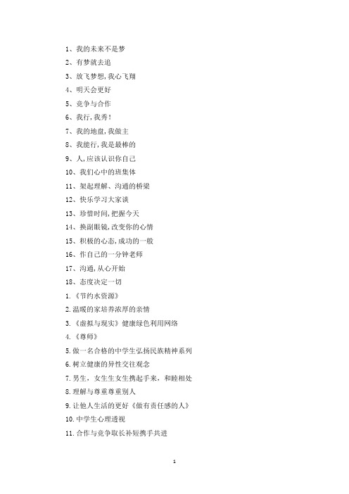 精选班会主题题目【三篇】