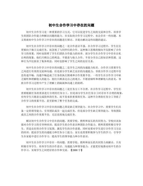 初中生合作学习中存在的问题