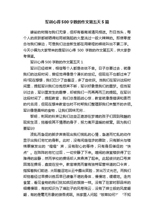 军训心得500字数的作文第五天5篇