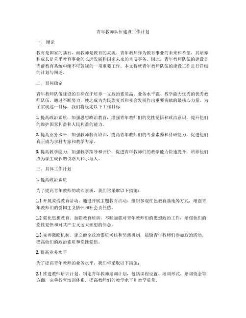 青年教师队伍建设工作计划