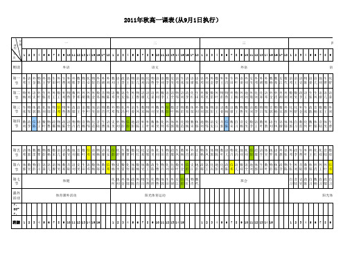 2011年秋高一课表(9月1日)[1]