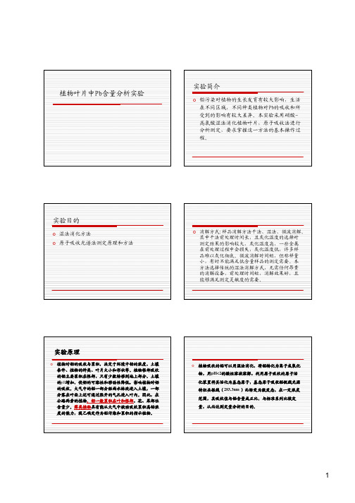 植物叶片中Pb含量监测实验