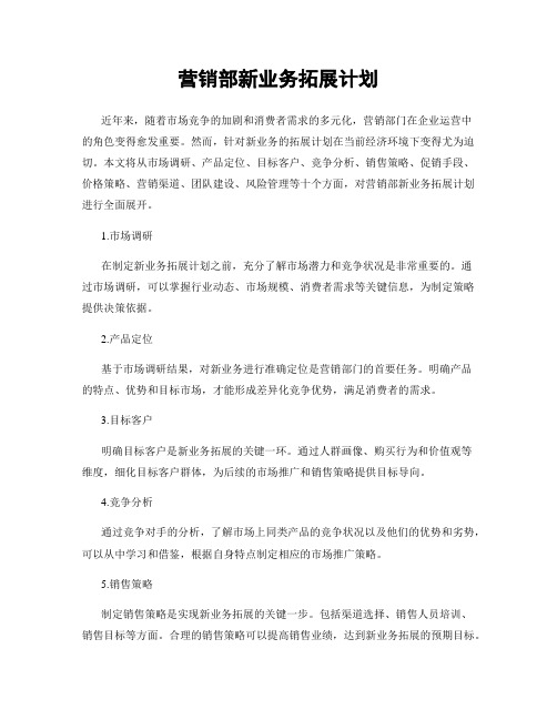 营销部新业务拓展计划