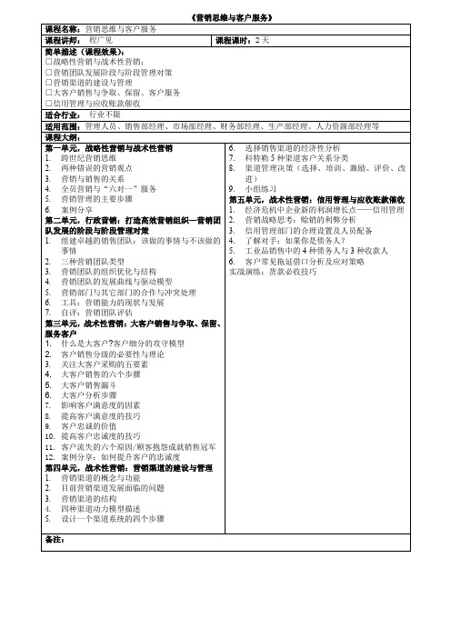 《营销思维与客户服务》