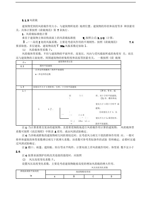 风荷载取值