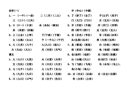 一年级生字组词大全