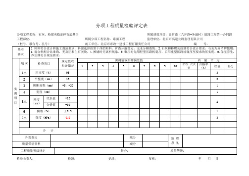 二灰碎石底基层分项工程质量检验评定表 1