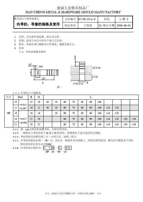 内导柱,导套