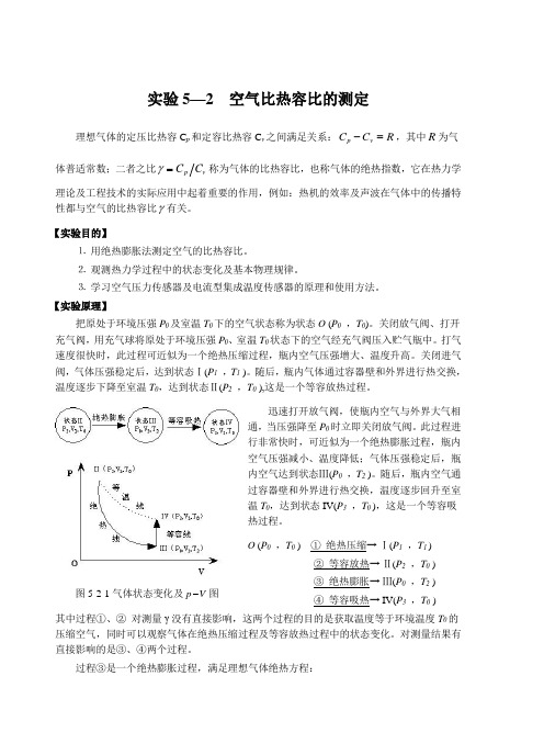 空气比热容比的测定